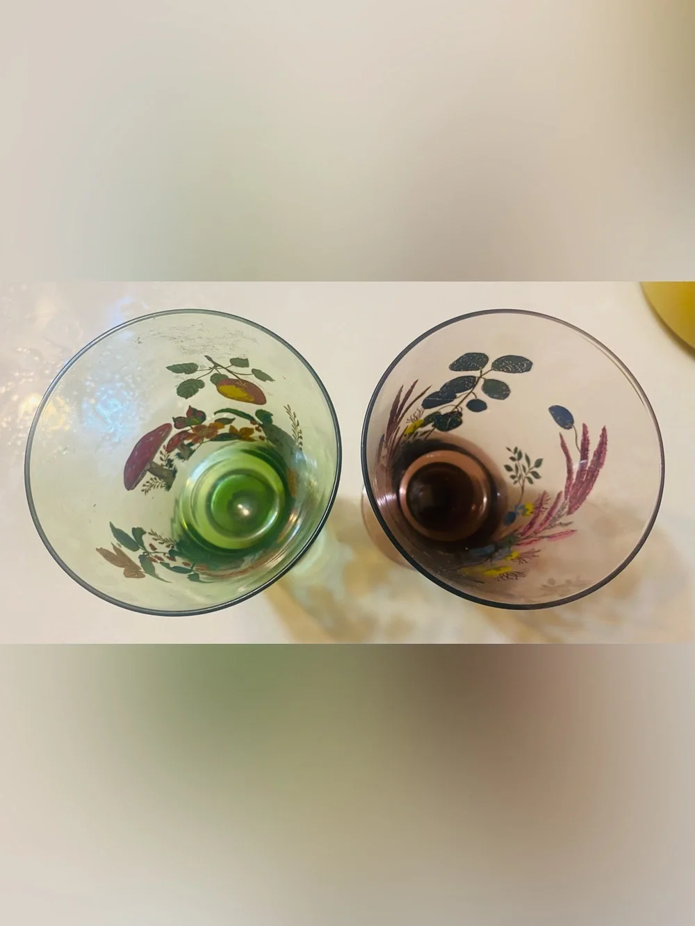 Anthropologie Nathalie Lete Marais glass water goblets Purple and Green